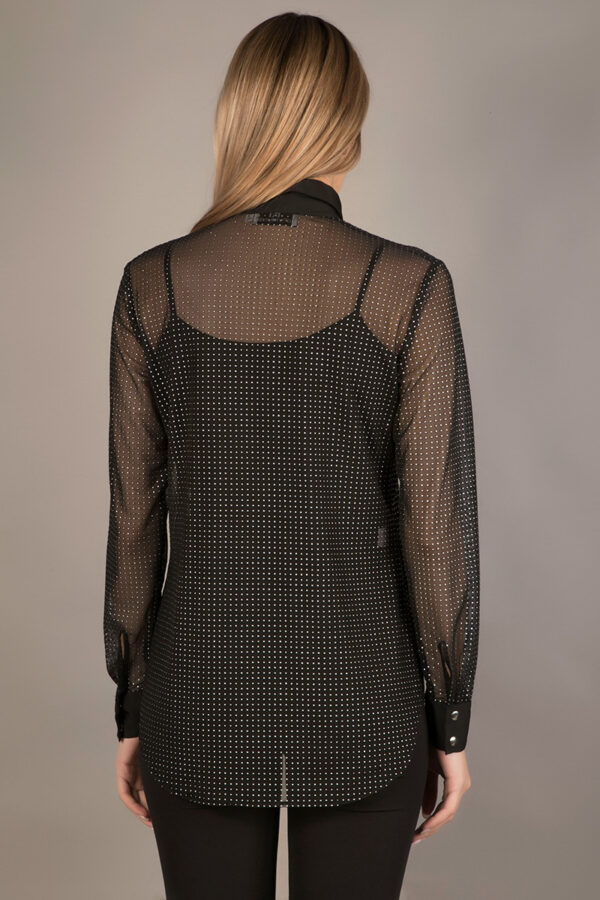 Tulle shirt with metal polka dots