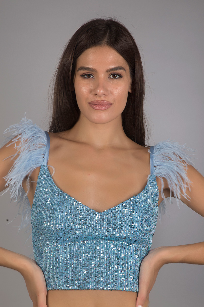 Feather sequin top