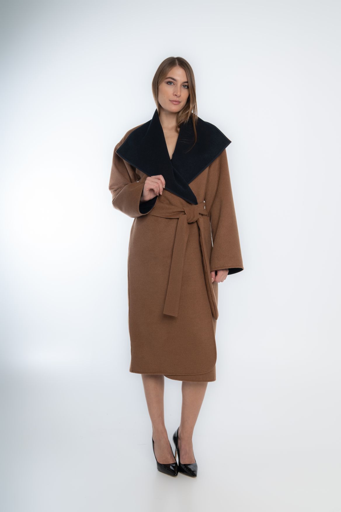 Coat with large collar