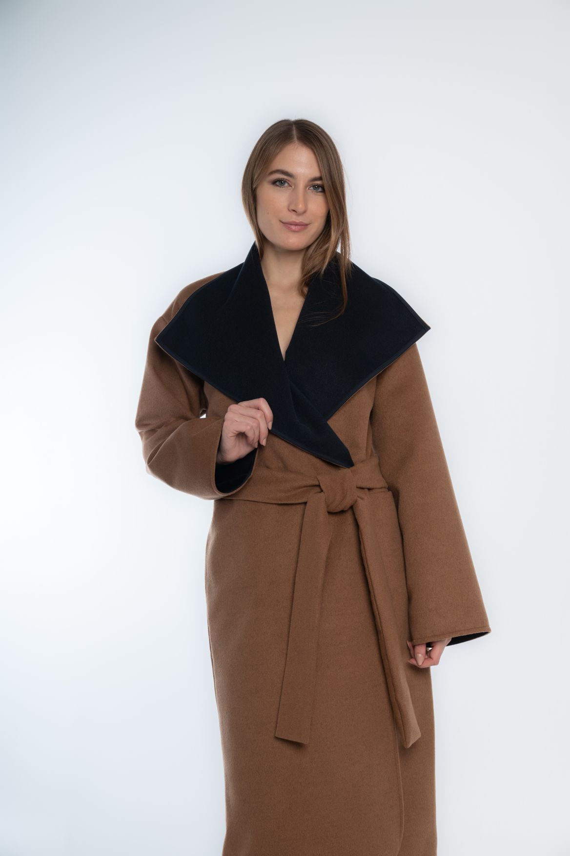 Coat with large collar