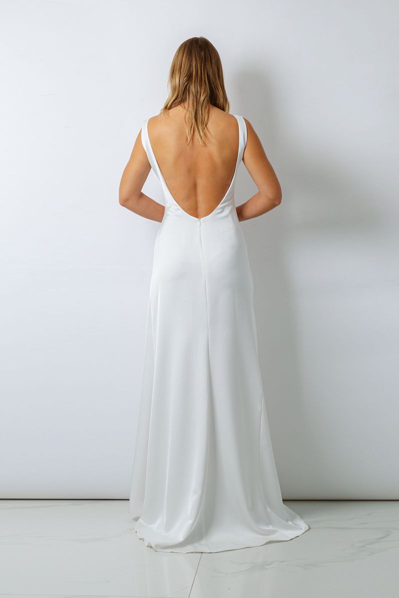 Satin dress with open back